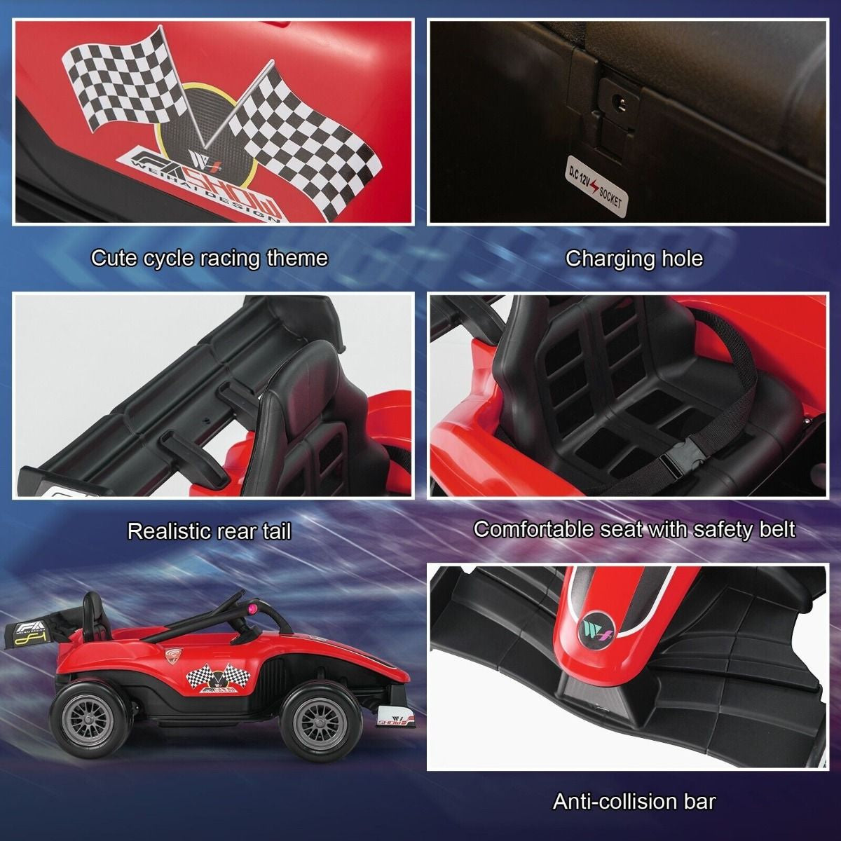 12V Battery Powered Kids Ride on Car with Remote Control and MP3 Music