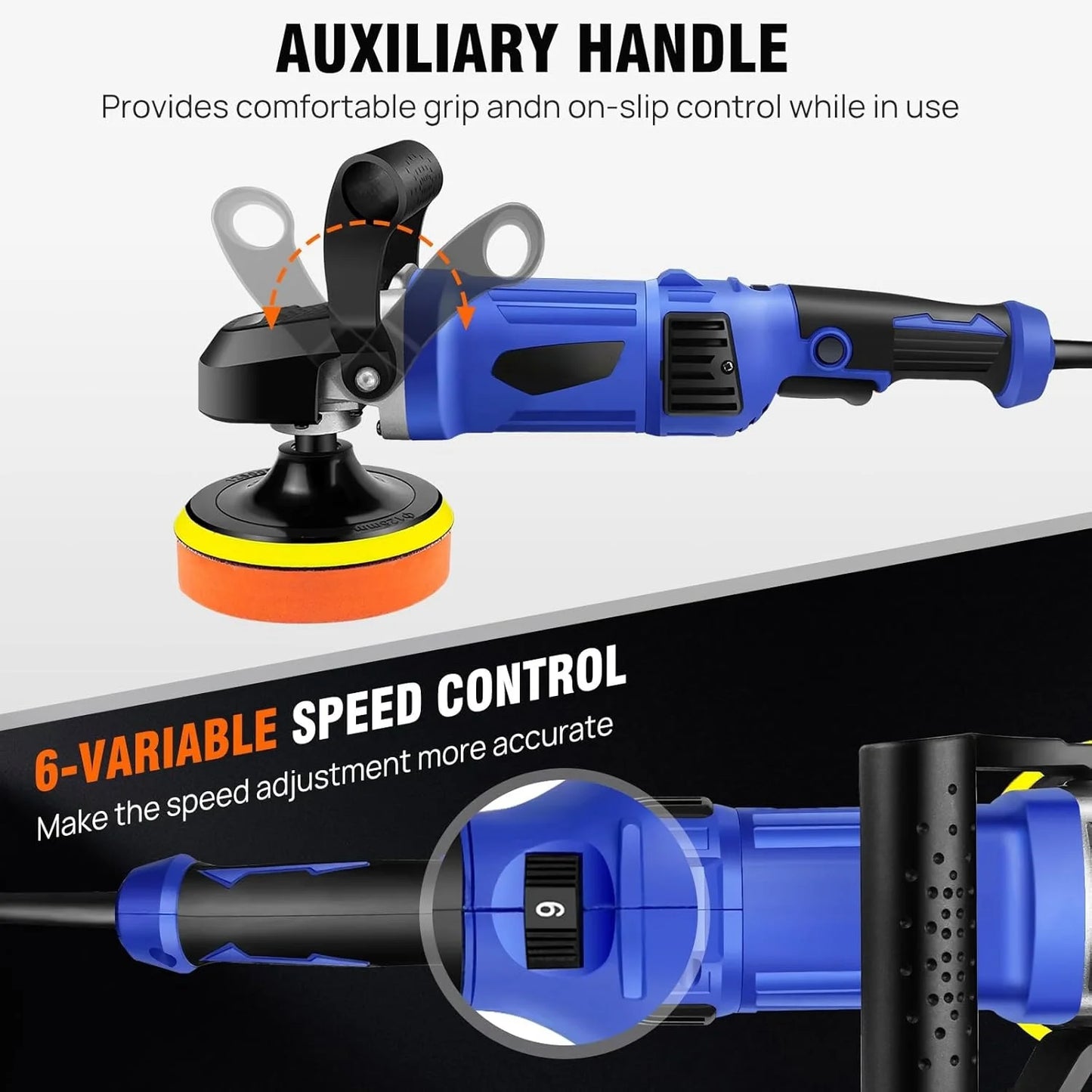 Youseahome Polisher Buffer Car Furniture Polishing Machines Electric Polisher Kit Rotary Car Polishers and Buffers 5000W 6 Speed
