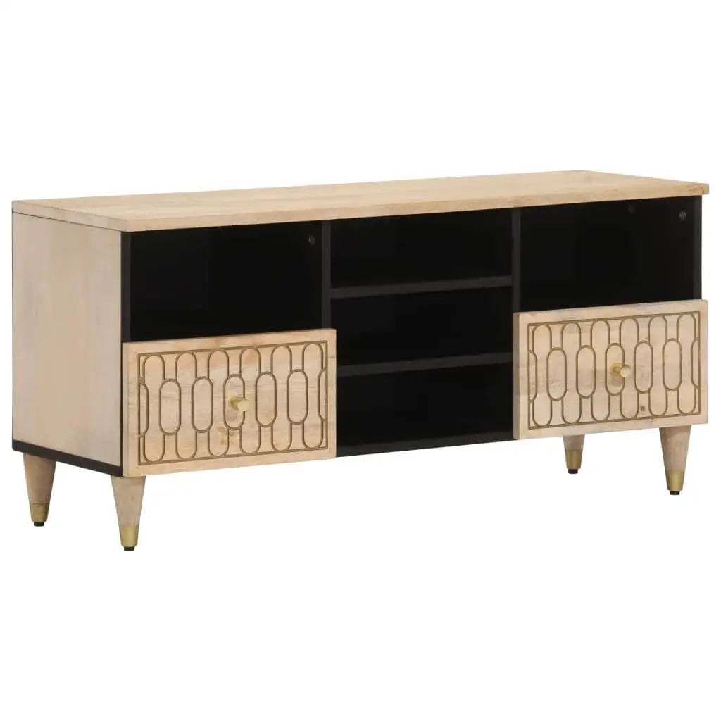 Stylish Solid Mango Wood TV Cabinet 100X33X46 Cm - Perfect for Living Room Storage