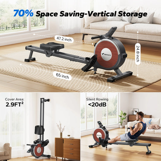 Q1S Rowing Machine Magnetic Rower Machine for Home 16 Levels Quiet Resistance Dual Slide Rail Max 350Lb Weight Capacity