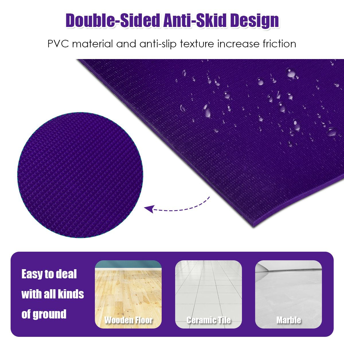 182 cm Thick Yoga Mat with Dual-Sided Non-Slip Surface