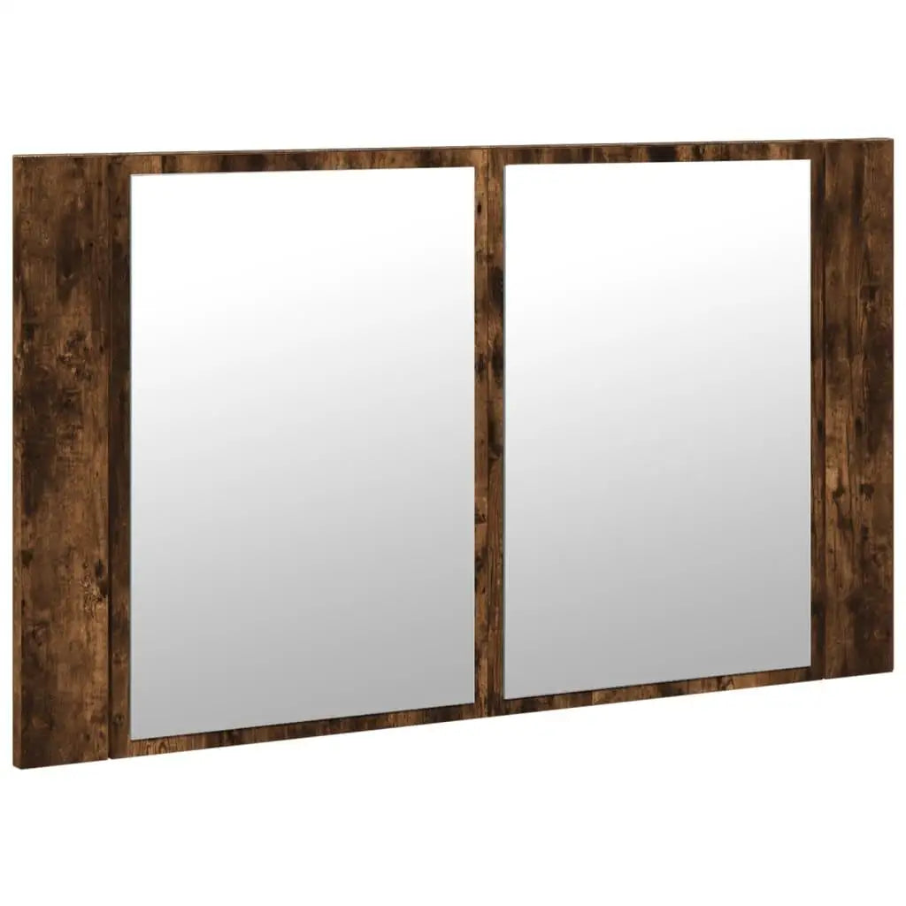 Smoked Oak LED Bathroom Mirror Cabinet - 80X12X45 Cm, Acrylic Finish for Modern Storage
