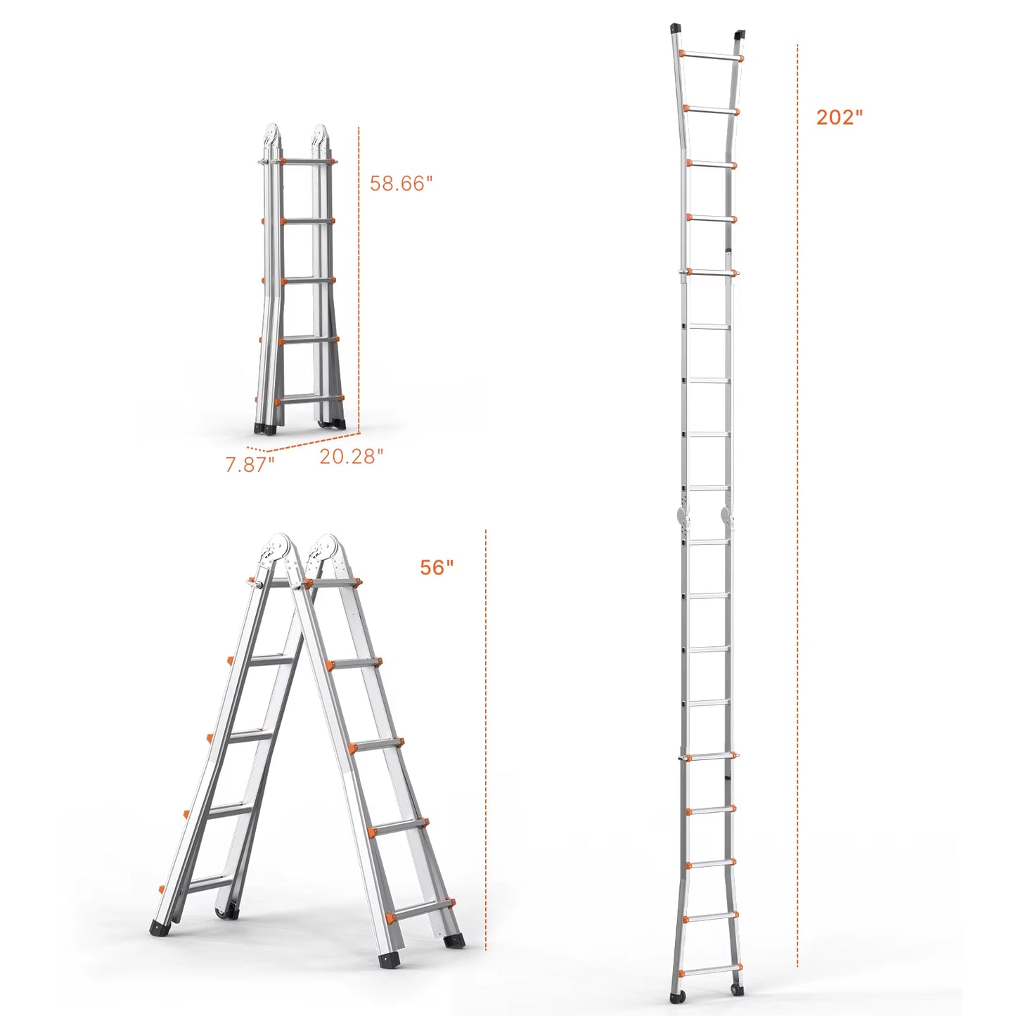 telescoping Ladder a Frame Compact Aluminum Extension Ladder Multi-Function Portable Collapsible RV Ladder for Homework
