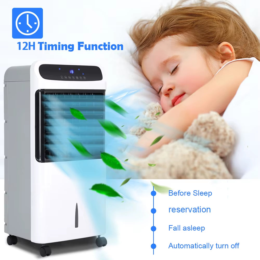 2-In-1 Remote Control Air Cooler & Heater with 3 Speeds, 12-Hour Timer, 120° Oscillation, Quiet 65Db Operation, LED Display