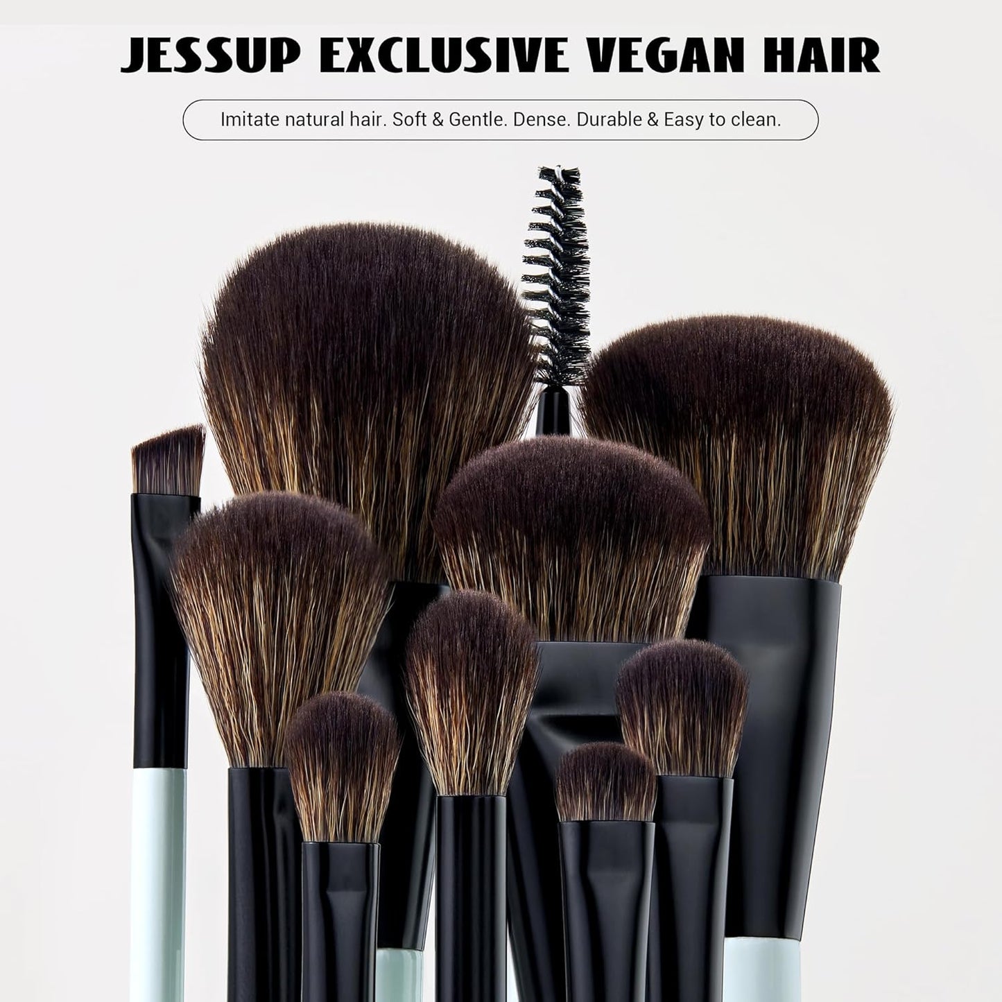 Vibrant Cyan 6-Piece Double-Sided Vegan Makeup Brush Set for Flawless Foundation, Contour, Blush, Highlight, and Eyeshadow Application