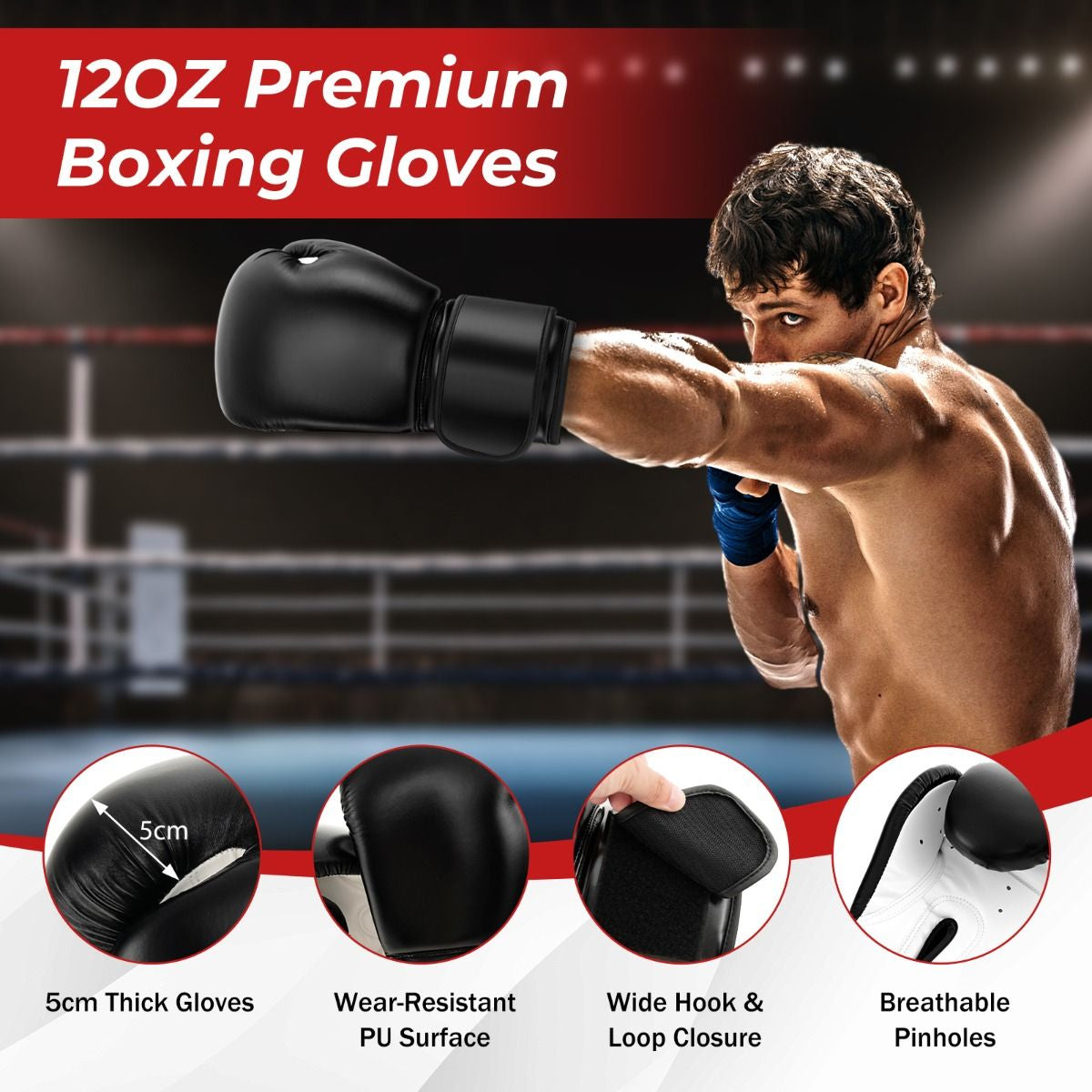Boxing Bag with Boxing Gloves and Suction Cup Base