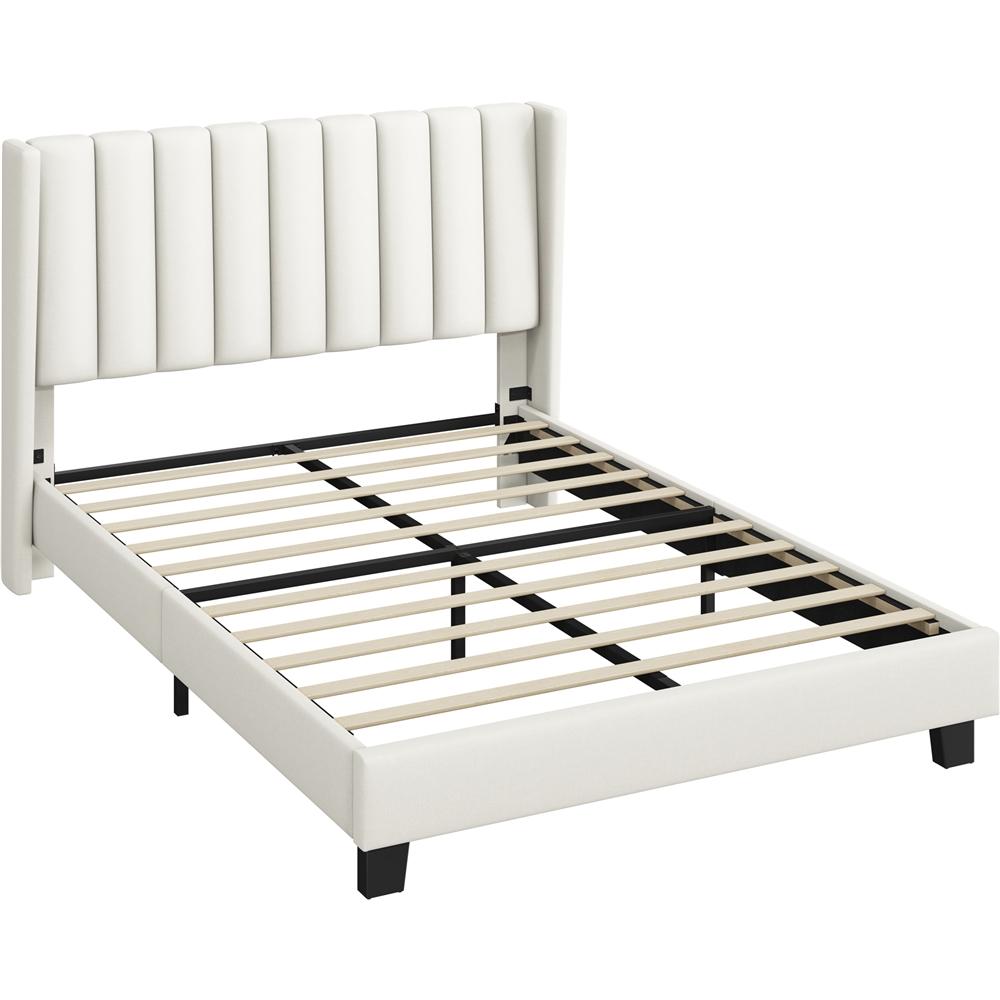 Upholstered Bed Frame, Double/King Size Bed Frame, Platform Bed Frame with Channel Tufted Headboard, Upholstered Bed Frame