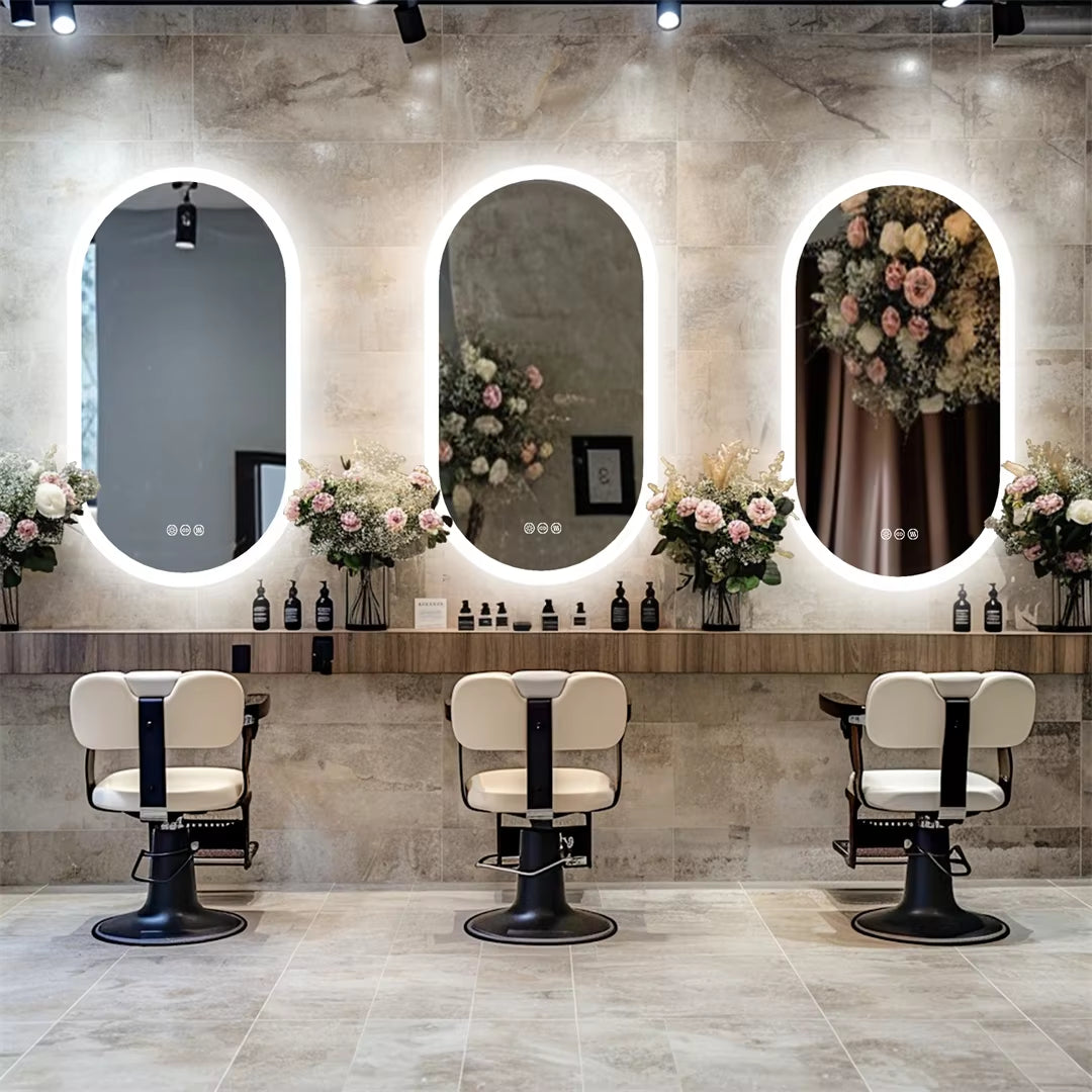 Waterproof Illuminate Bathroom Light Vanity Mirror Frameless Touch Screen Backlit Demist Wash Basin Mirror