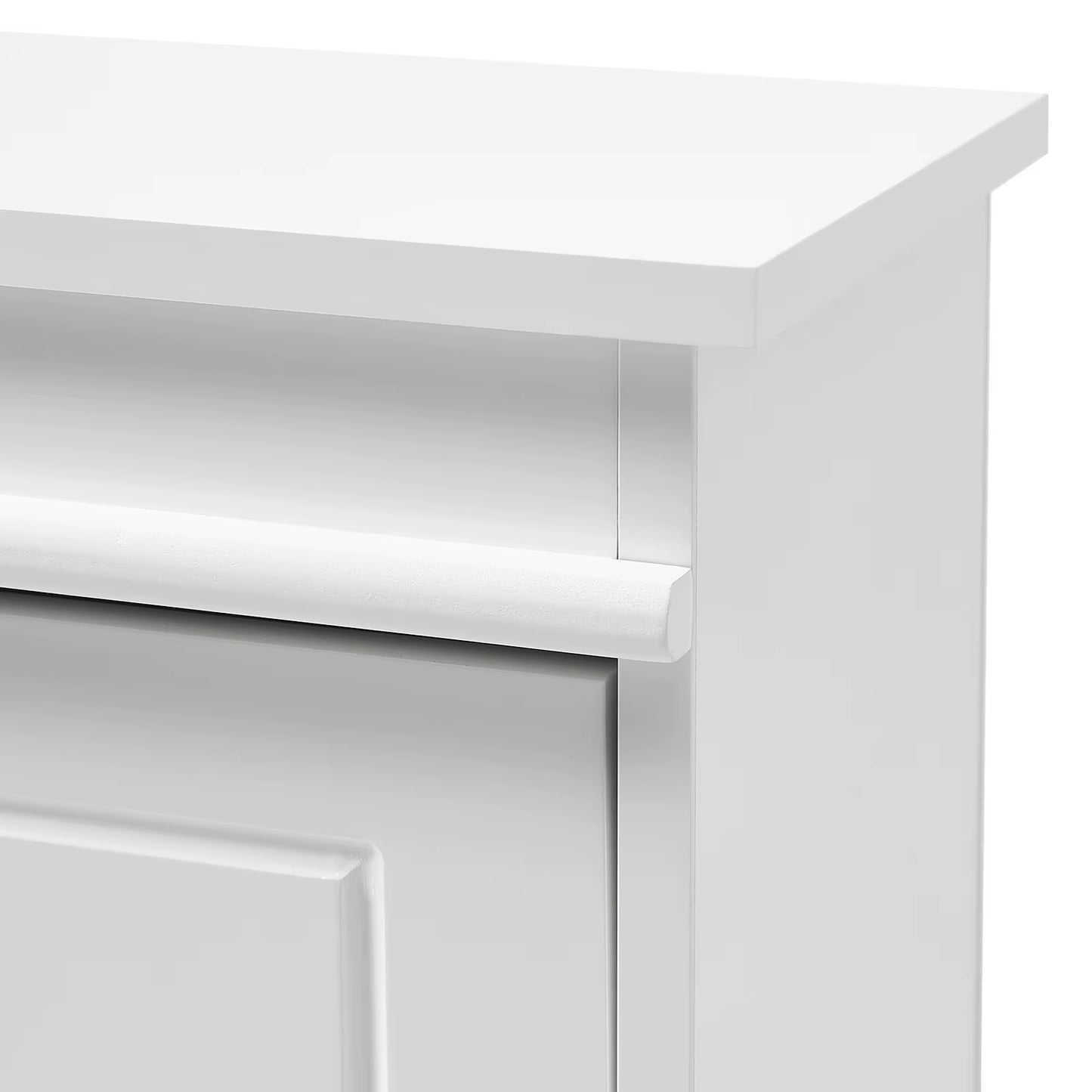 2 Tier White 4 Drawer Flip down Wooden Shoe Bench Cabinet