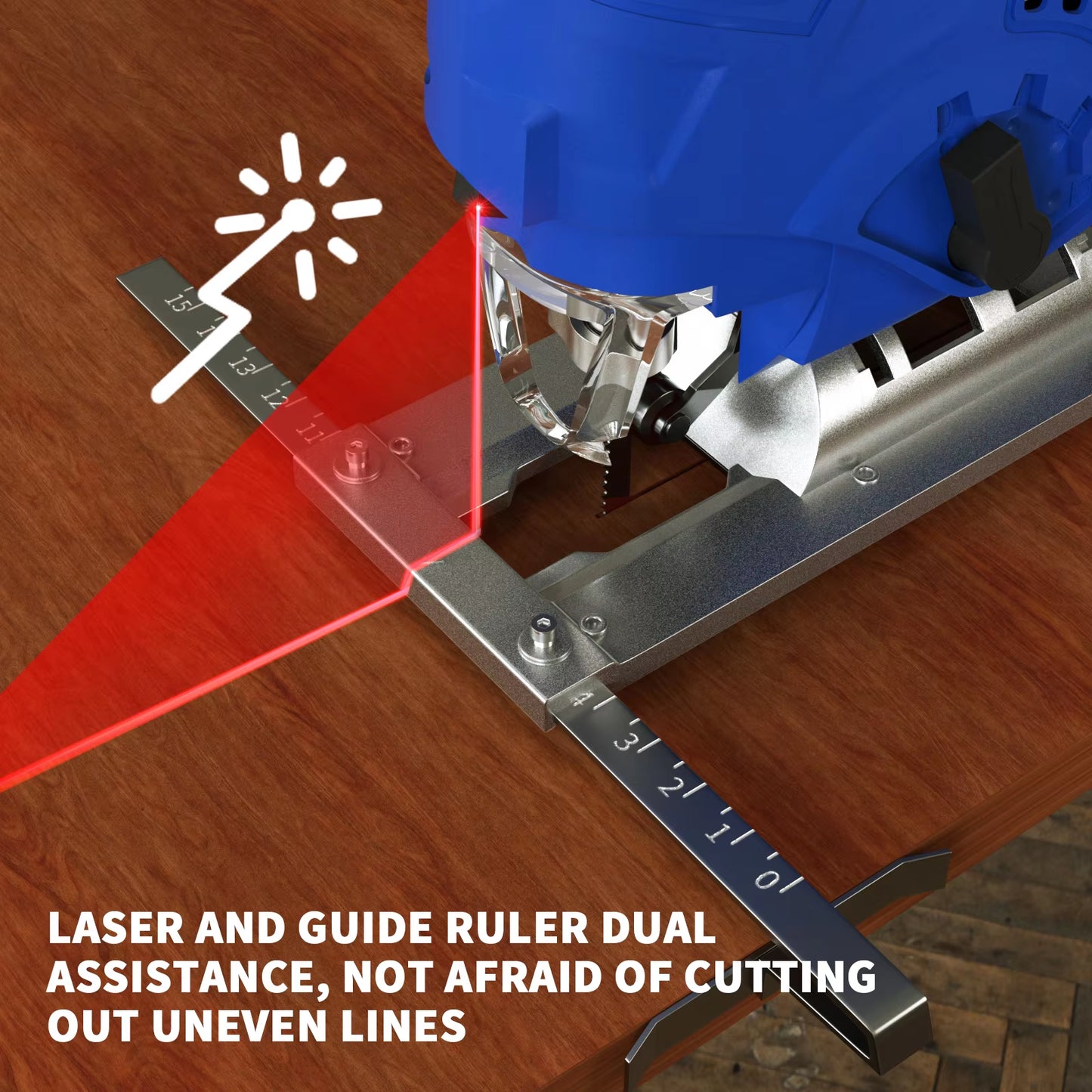 Powerful 1500W Electric Jigsaw with Laser Guide - 6 Speed Settings, Cuts 100mm Wood & 10mm Metal at 45° Angle!