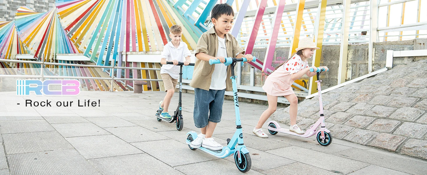 RCB Electric Scooter for Kids Ages 6-12, Up to 16KM/H & 8KM, LED Display Lightweight