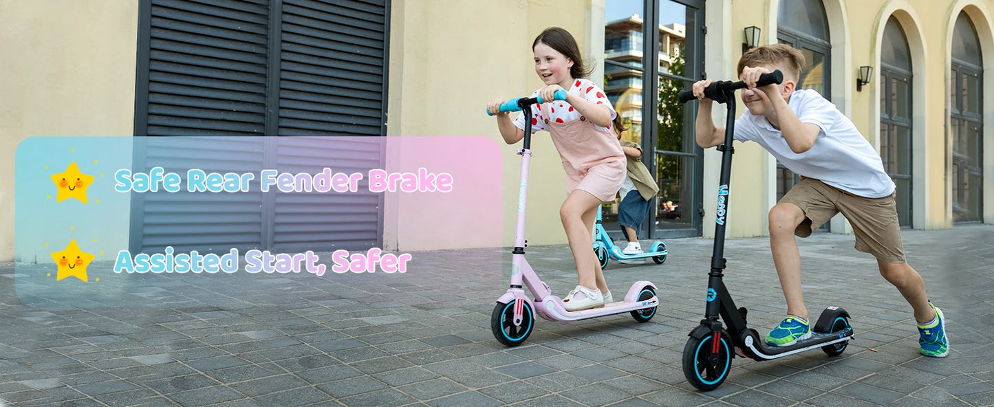 RCB Electric Scooter for Kids Ages 6-12, Up to 16KM/H & 8KM, LED Display Lightweight