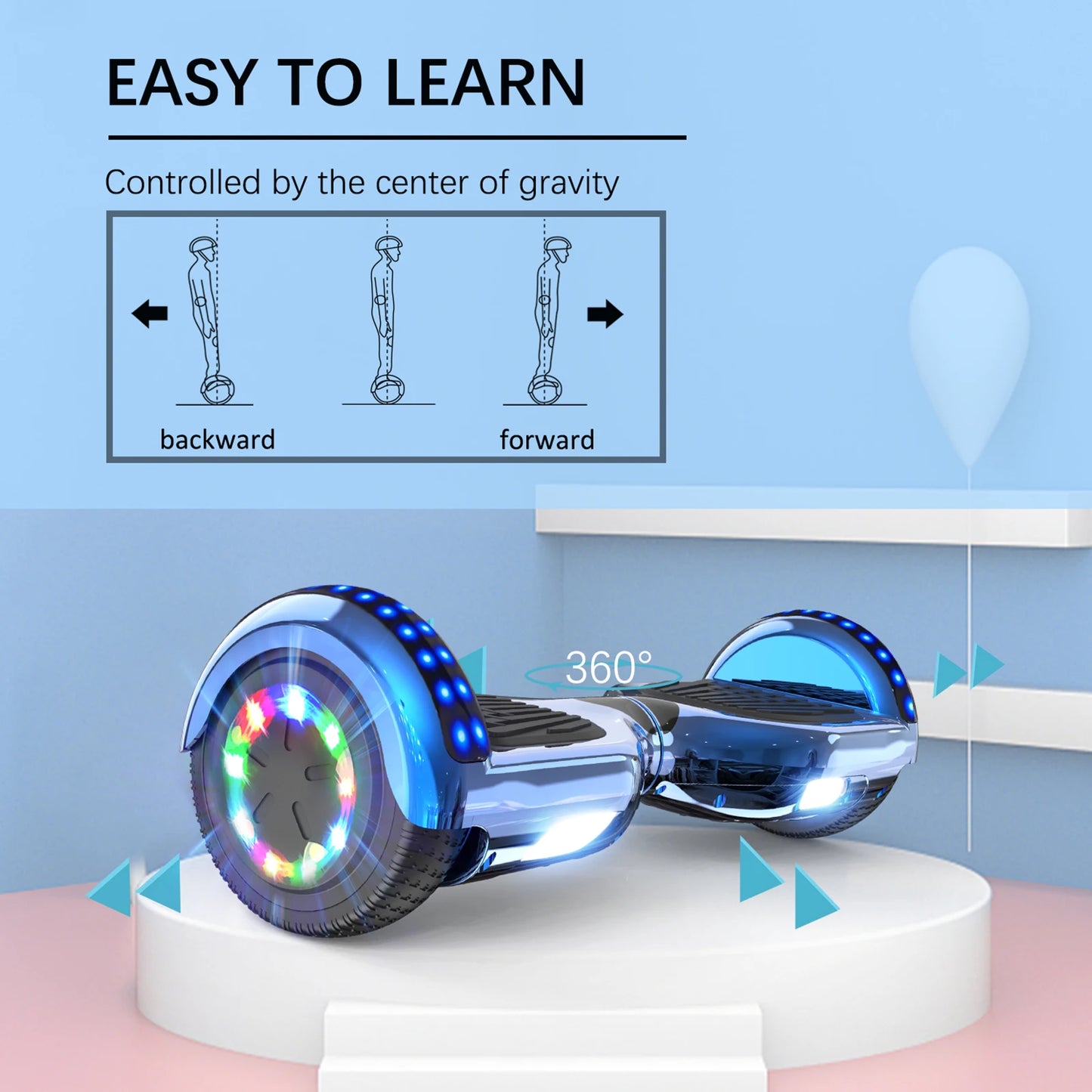 RCB Kids Hoverboard 6.5 Inch Self Balancing Electric Scooter 2 Wheel with Speaker LED Lights