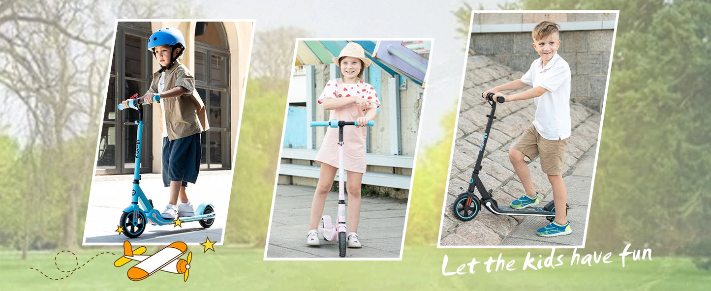 RCB Electric Scooter for Kids Ages 6-12, Up to 16KM/H & 8KM, LED Display Lightweight