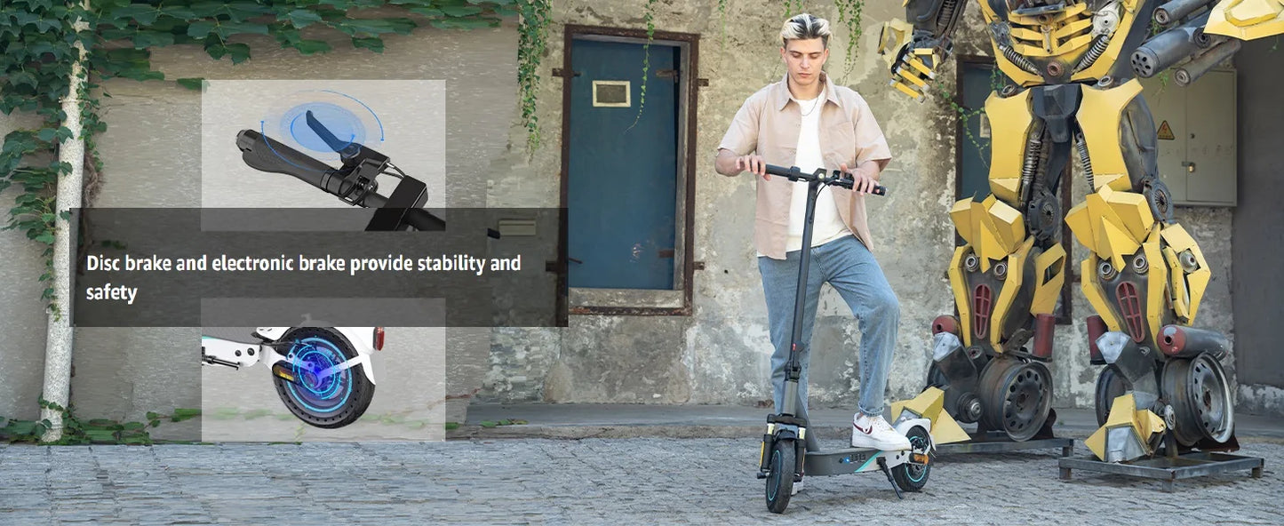 RCB 10" Electric Scooter Adult R19, 30-35 Km Range, Max Speed 25 km/h and 150kg Load, 3 Speed Settings, App Control