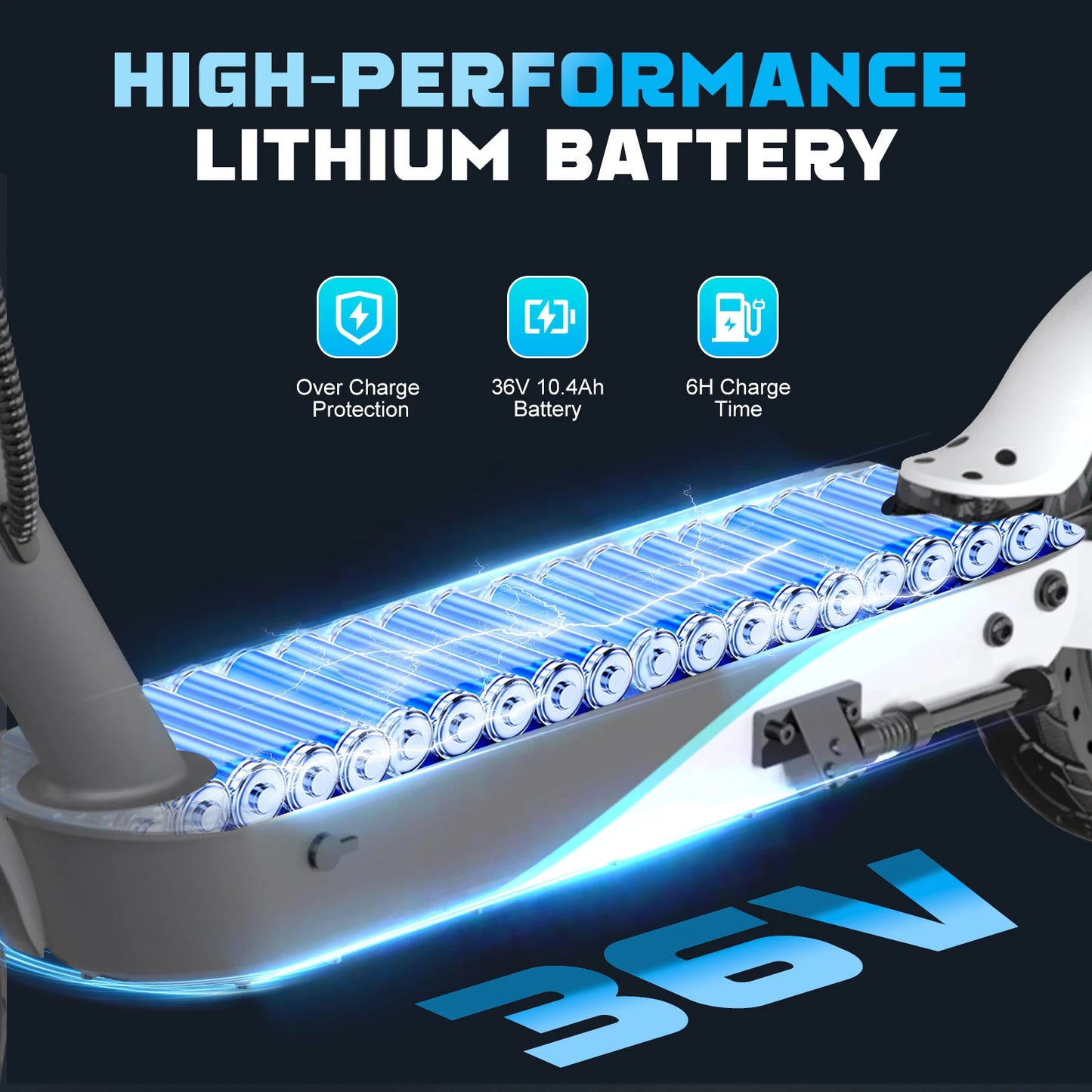 RCB 10" Electric Scooter Adult R19, 30-35 Km Range, Max Speed 25 km/h and 150kg Load, 3 Speed Settings, App Control