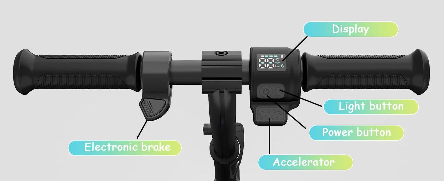 RCB Electric Scooter for Kids Ages 6-12, Up to 16KM/H & 8KM, LED Display Lightweight