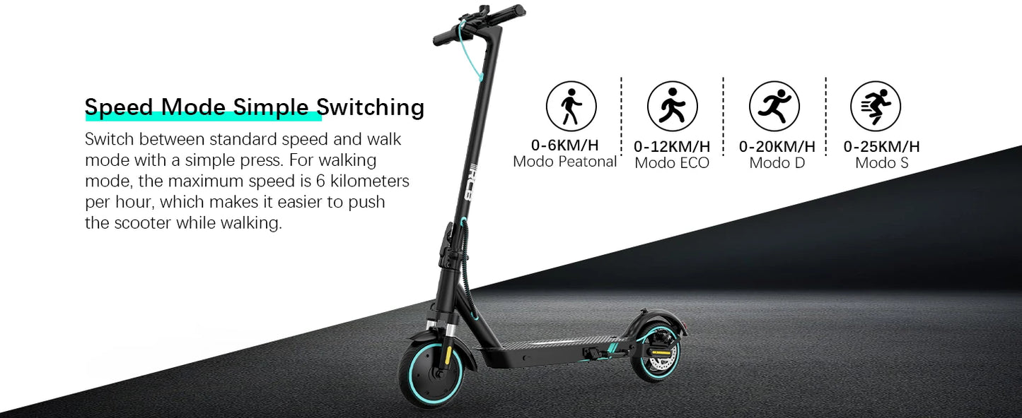 RCB R17 Electric Scooter, 350W Motor, Speed up to 25 km/h, 30 km of autonomy, 8.5" Solid Tire, Maximum Load 120 kg, Dual Braking