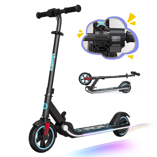RCB Electric Scooter for Kids Ages 6-12, Up to 16KM/H & 8KM, LED Display Lightweight