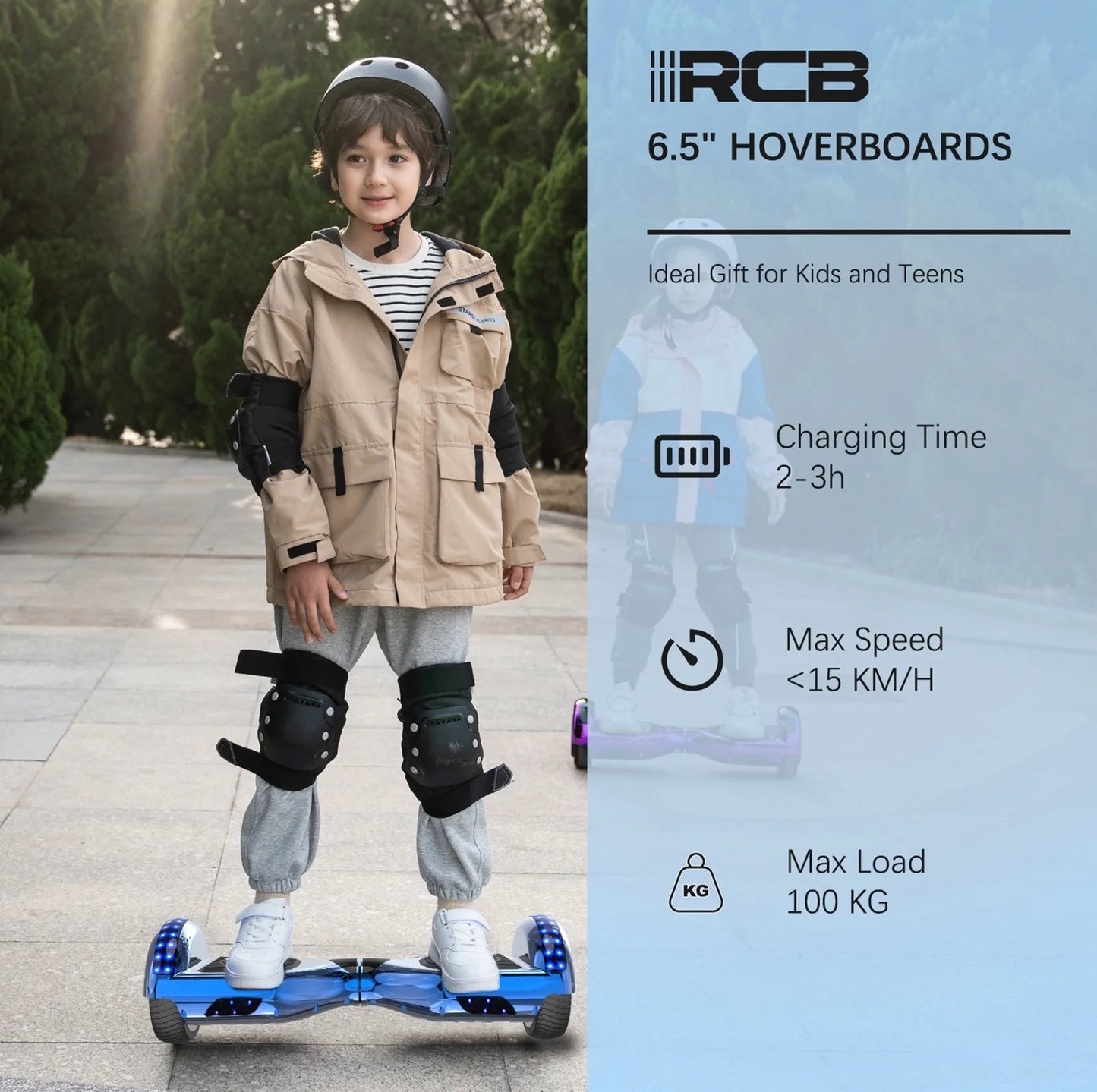 RCB Kids Hoverboard 6.5 Inch Self Balancing Electric Scooter 2 Wheel with Speaker LED Lights