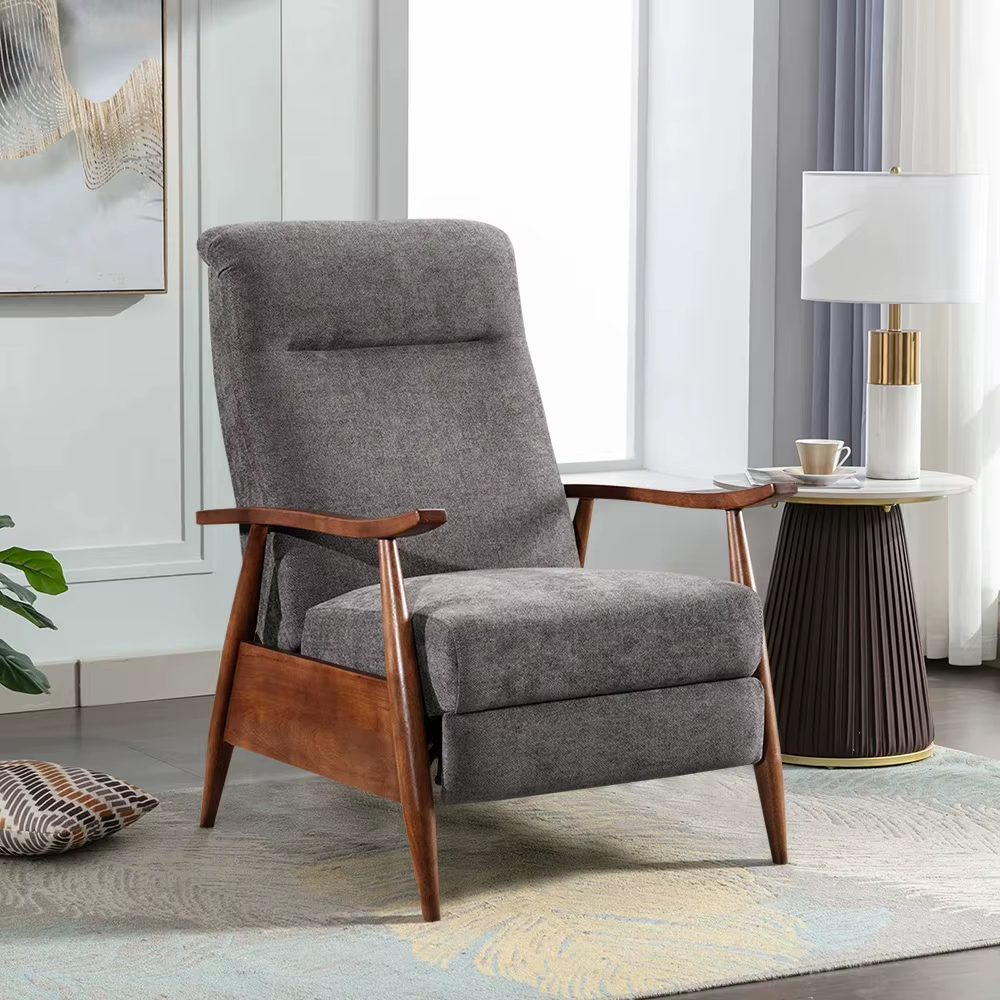 Grey Manual Recliner Armchair for Living Room Bedroom