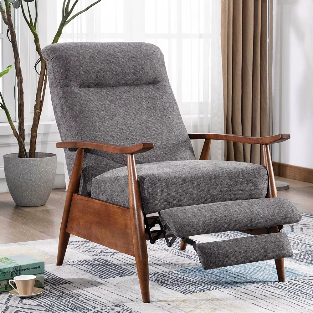 Grey Manual Recliner Armchair for Living Room Bedroom