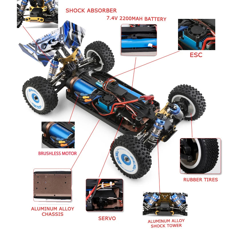 NewV8 1/12 2.4G Racing RC Cars 4WD Brushless Motor 75Km/H High Speed Remote Control Off-road Drift Car