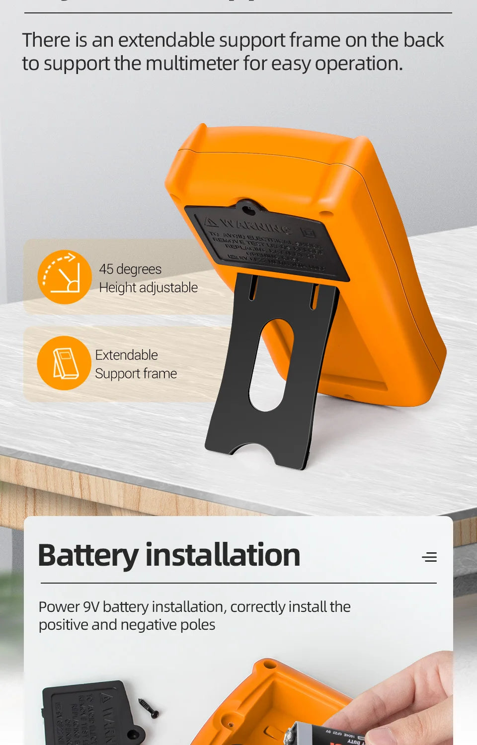 Digital Multimeter 1999 Counts Auto AC/DC Voltage Tester Ohm Current Ammeter Detector Tool