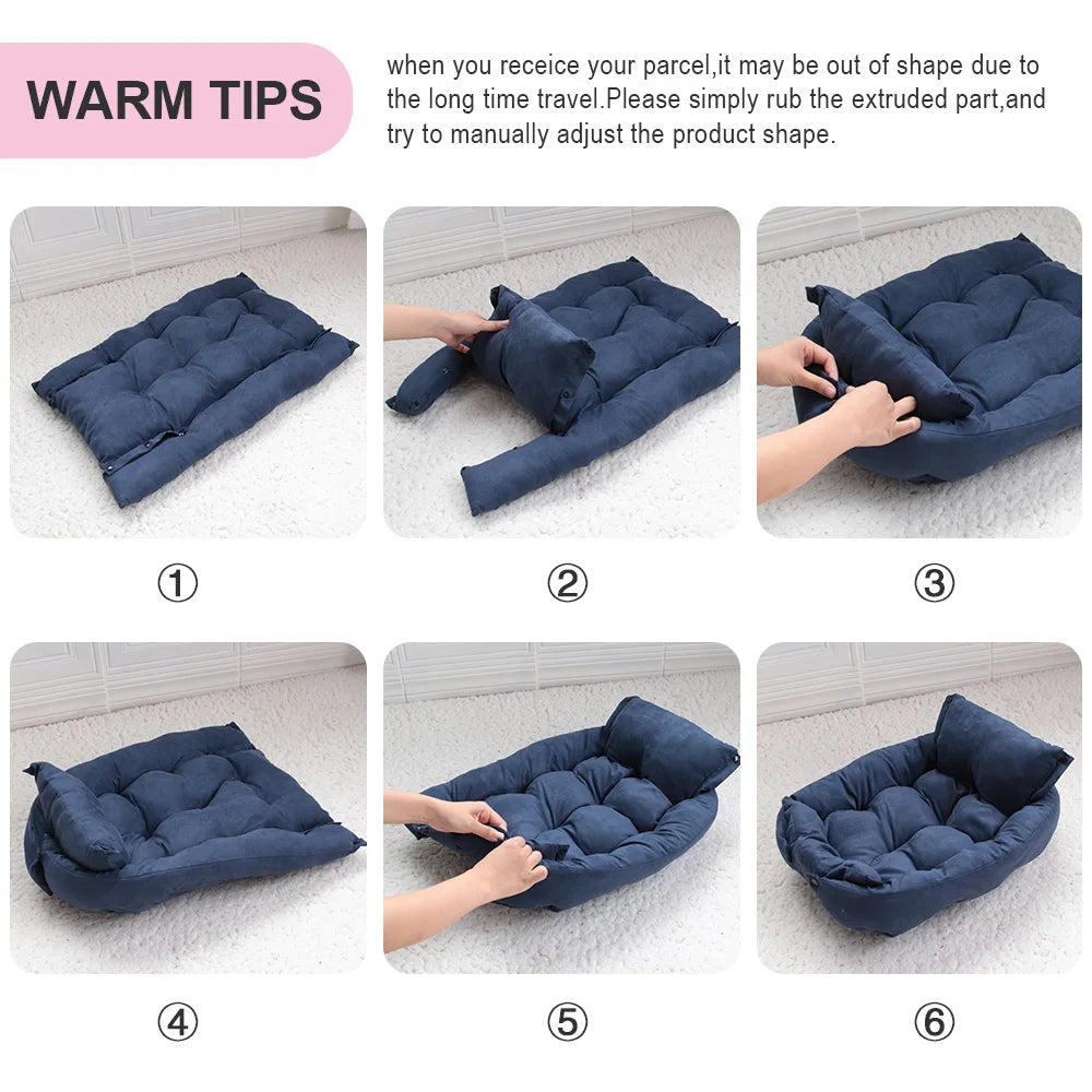Multifunction Bed Mat 3 IN 1 Sleeping Bed Sofa Warm Winter Puppy Kitten Nest Kennel Soft Cushion For Dogs Cats