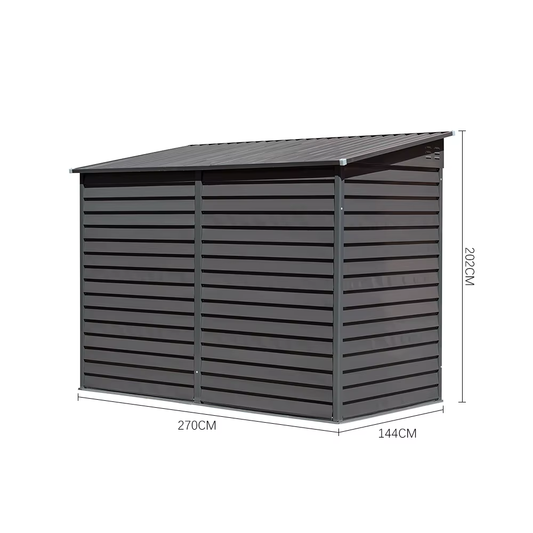Heavy-Duty Outdoor Steel Storage Shed with Lockable Doors & Sloping Roof