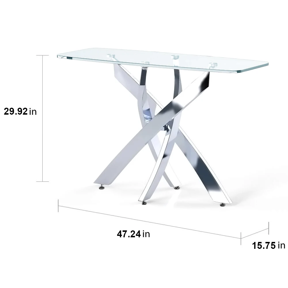 Modern and Futuristic Clear Glass Top Coffee End Table with Chrome Legs
