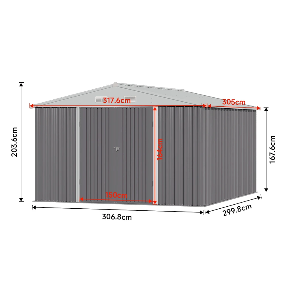 Outdoor Heavy-Duty Metal Storage Shed with Sloped Roof & Anti-Rust Coating