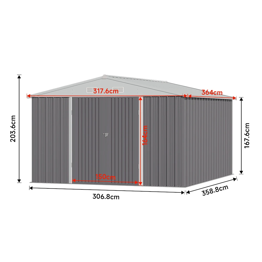 Outdoor Heavy-Duty Metal Storage Shed with Sloped Roof & Anti-Rust Coating