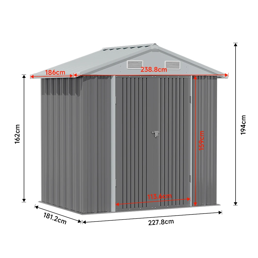 Outdoor Heavy-Duty Metal Storage Shed with Sloped Roof & Anti-Rust Coating