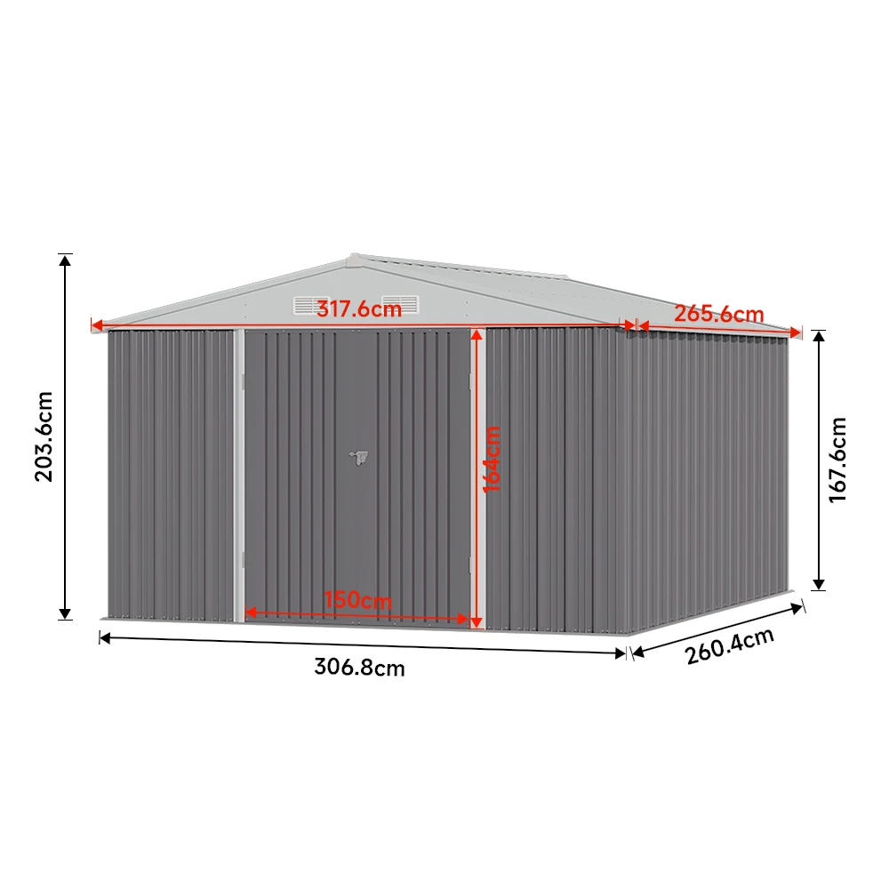 Outdoor Heavy-Duty Metal Storage Shed with Sloped Roof & Anti-Rust Coating