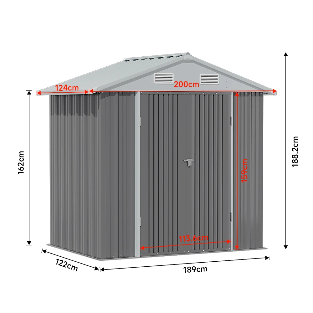 Outdoor Heavy-Duty Metal Storage Shed with Sloped Roof & Anti-Rust Coating
