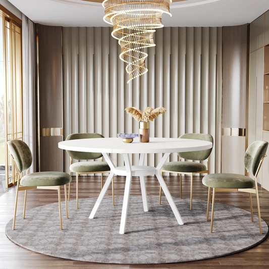 Round Dining Table for 4-6 People, 47-Inch Farmhouse Dinning Room Table