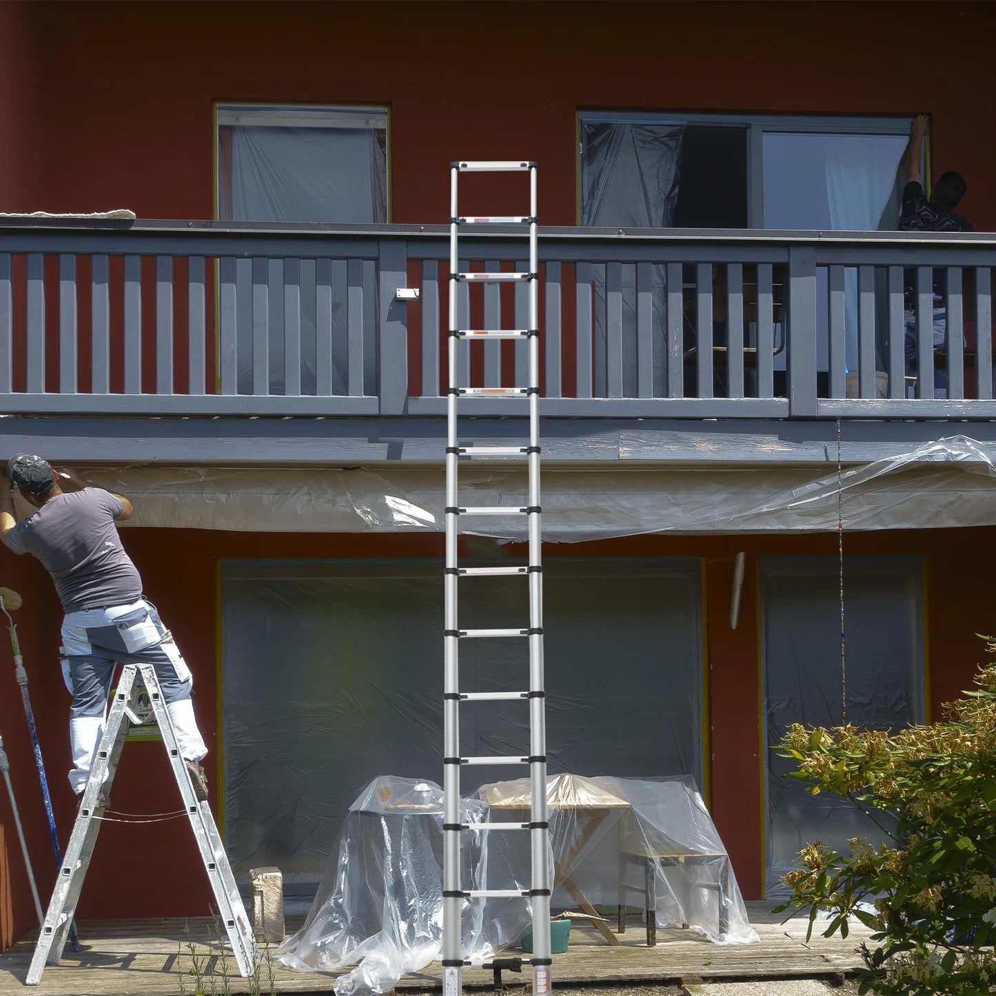 Multi-Size Aluminium Telescopic Ladder with Non-Slip Feet,Adjustable Lightweight Ladder