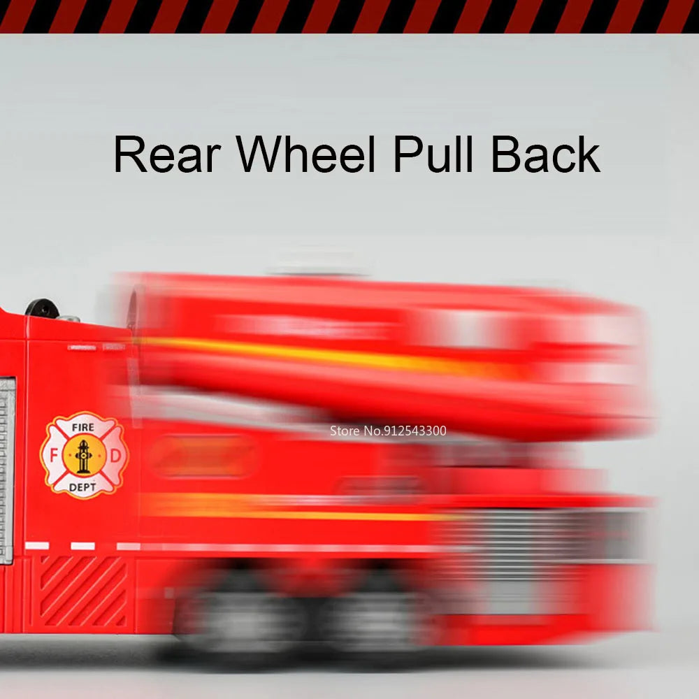1:32 Scale Water Spray Fire Truck Model Ladder Trucks Toy Car Sound Light Christmas Gift