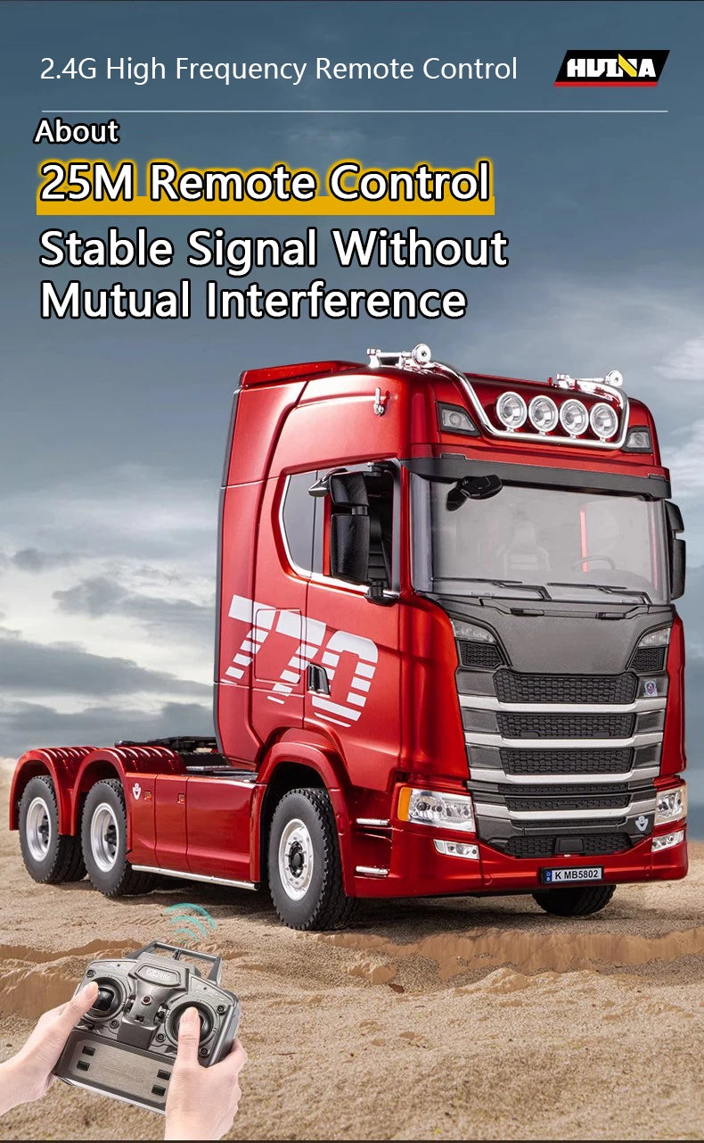 770S Alloy Tractor 19CH RC Truck 1/18 2.4G remote control Engineering Trailer Truck with Light and Sound Toys