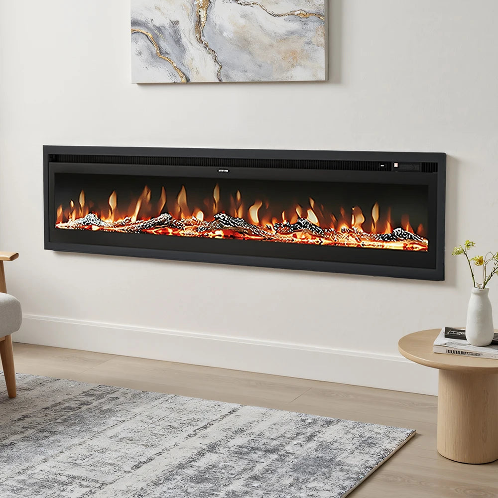 70/80 Inch Electric Fireplace with Remote 12 Flame Colours 1800W Home Decoration
