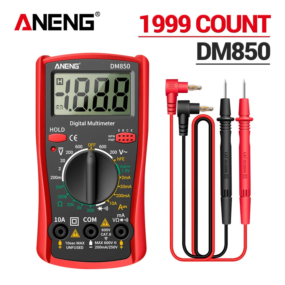 Digital Multimeter 1999 Counts Auto AC/DC Voltage Tester Ohm Current Ammeter Detector Tool