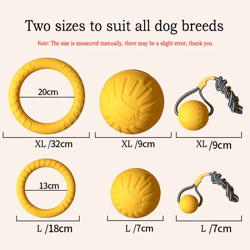 EVA Durable Dog Toys 4 Pack  Flying Disc + Ball + Tug Rope for Puppy&Adult Dogs  Chew-Proof