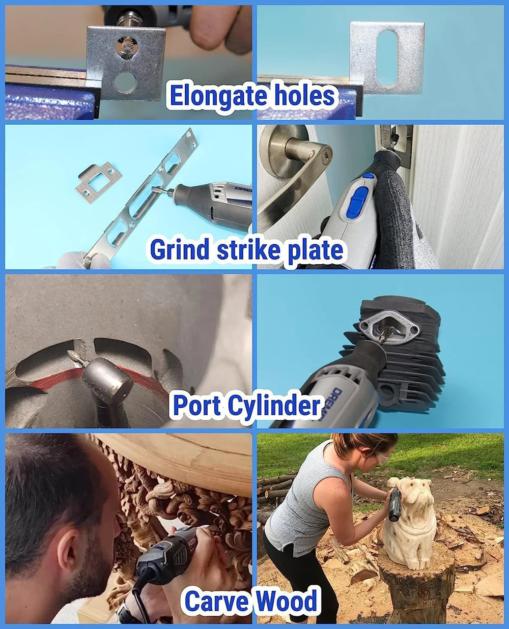 10PCS Carbide Burr Set Compatible with Dremel 1/8" Shank Die Grinder Rotary Tool Rasp Bits Wood Metal Carving Electric Grinding