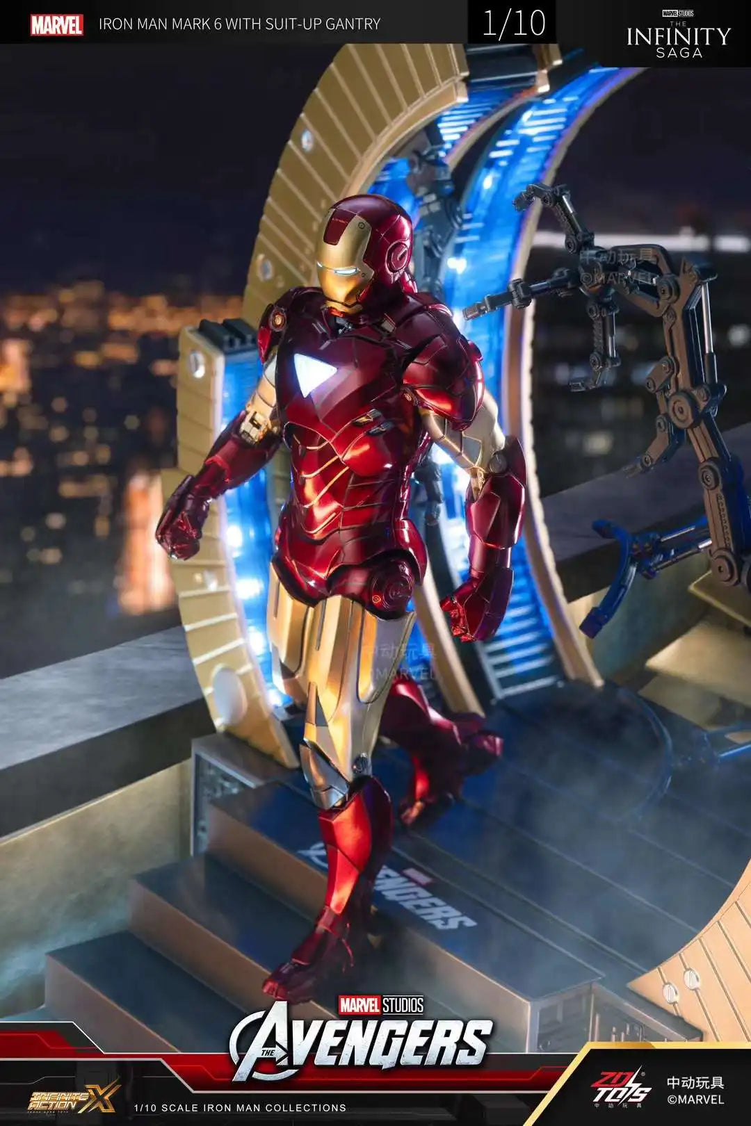 ZD Original Iron Man SUIT-UP GANTRY 1/10 Marvel Legend Demolition stand LED Light MK6 MK4 Armor Tony Stark Model Action Figure
