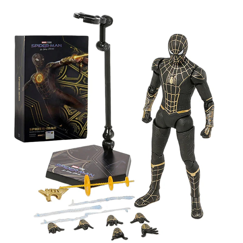 Spider Man No Way Home Action Figure Peter Parker Gold Black Red Model  Adult Collectible Toy