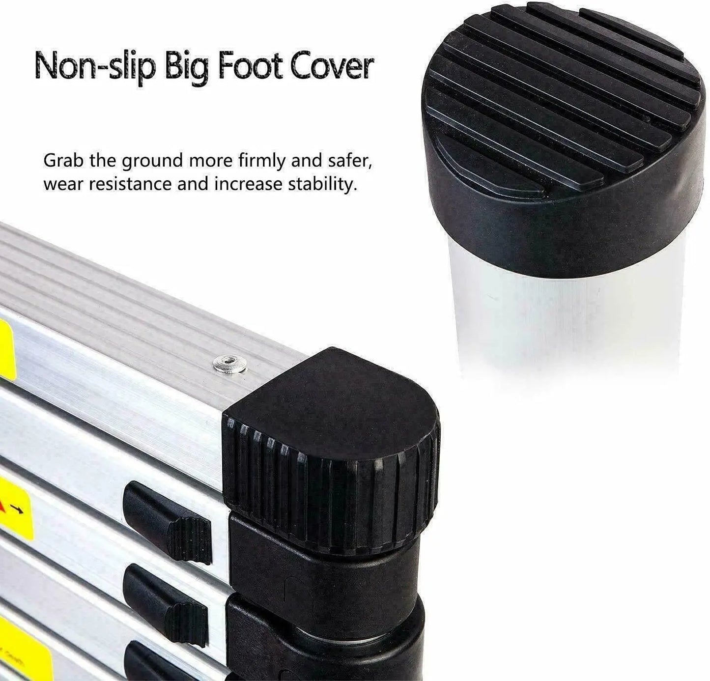 Telescopic Ladder 5M/16.4FT Multi-Purpose Folding Ladder with Hooks, Extendable Loft Ladder Portable Collapsible Ladder, EN131