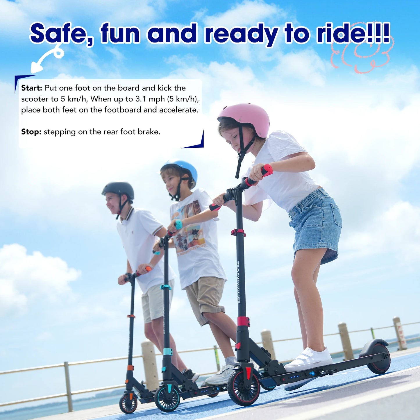 RCB Electric Scooter for Children Aged 8-12-16 Years, 7.55KG Foldable, Two Types of Braking