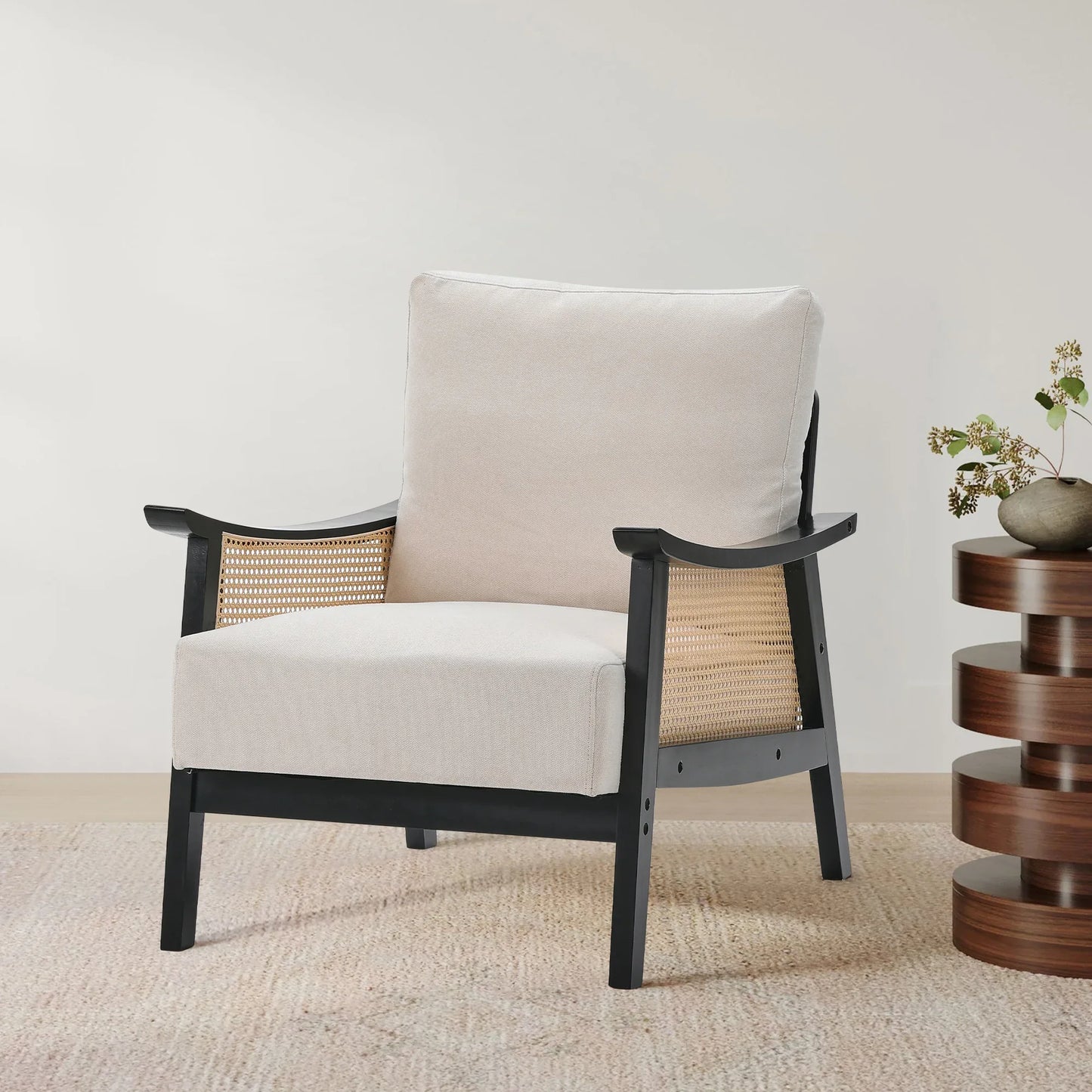 Mid Century Rattan Chair for Living Room Bedroom, 69Cm W X 79Cm D X 79Cm H