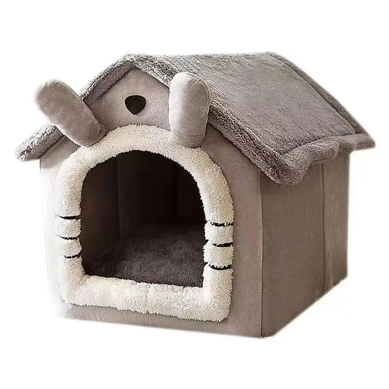 All Season Dog House Style Bed - Removable Washable Pet Bed for Small Dogs Cats